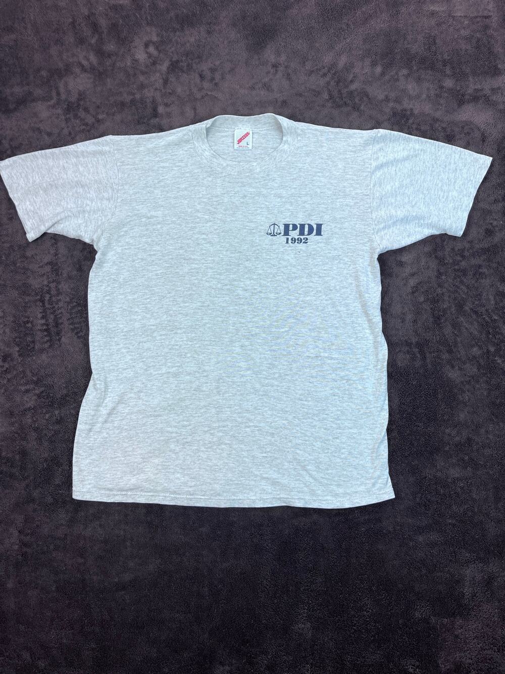 Vintage 1992 PDI Lawyer Novelty Tee Jerzees L Gray